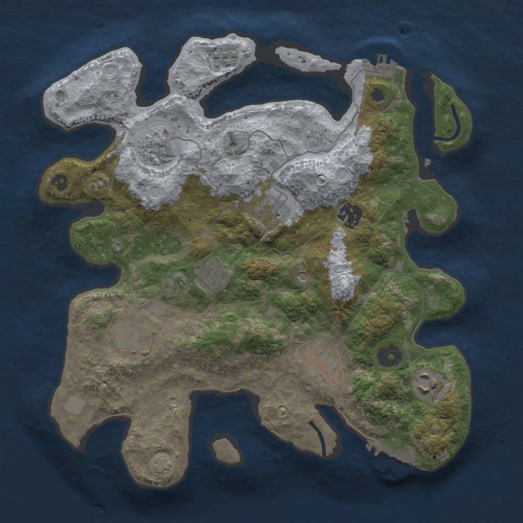 Rust Map: Procedural Map, Size: 3300, Seed: 1275987144, 15 Monuments