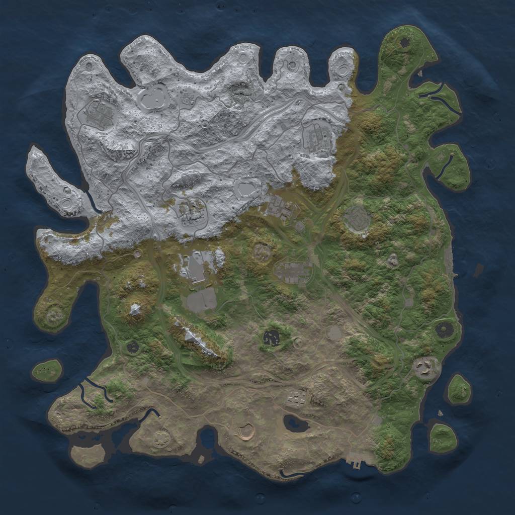 Rust Map: Procedural Map, Size: 4500, Seed: 2547805, 18 Monuments