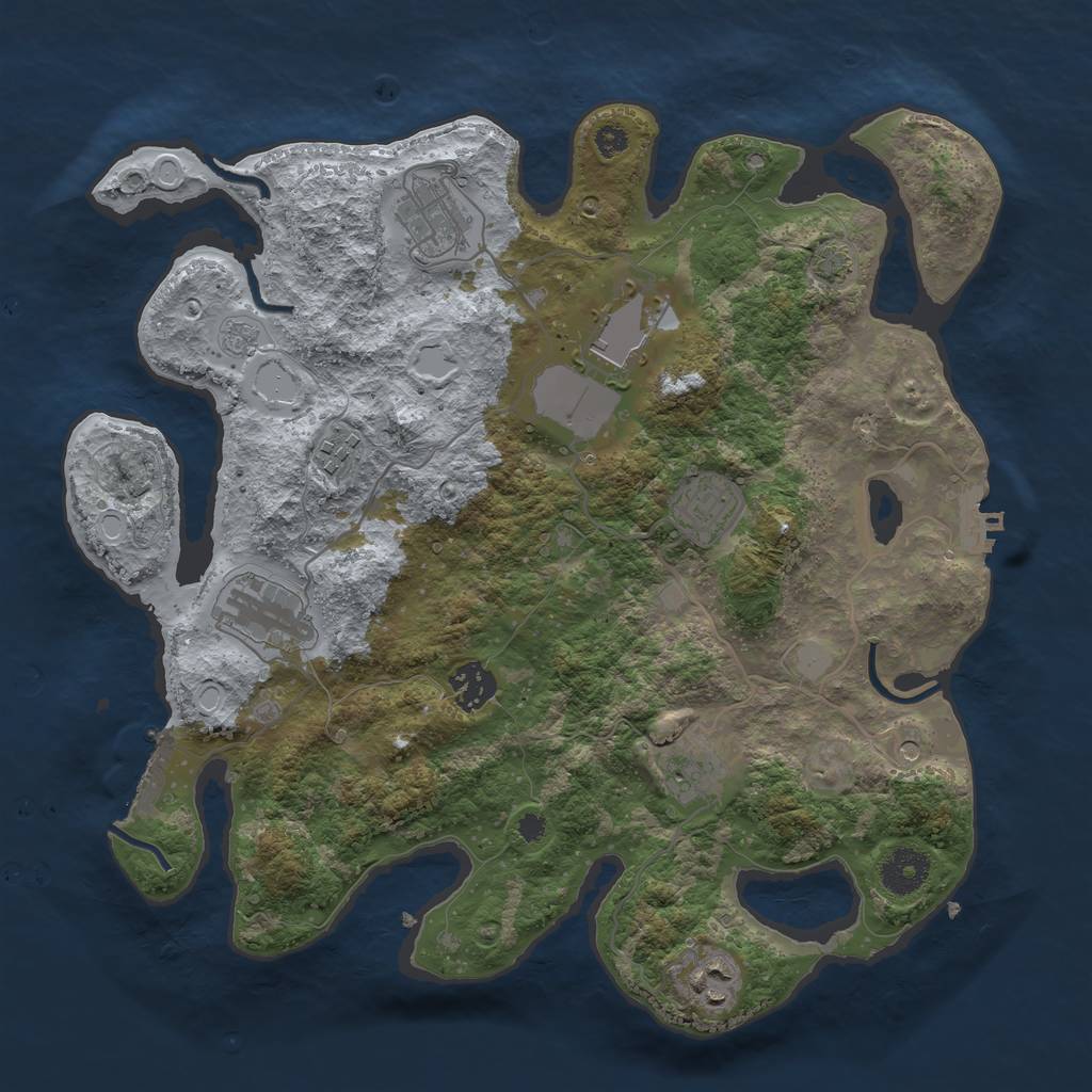 Rust Map: Procedural Map, Size: 3500, Seed: 250301039, 15 Monuments