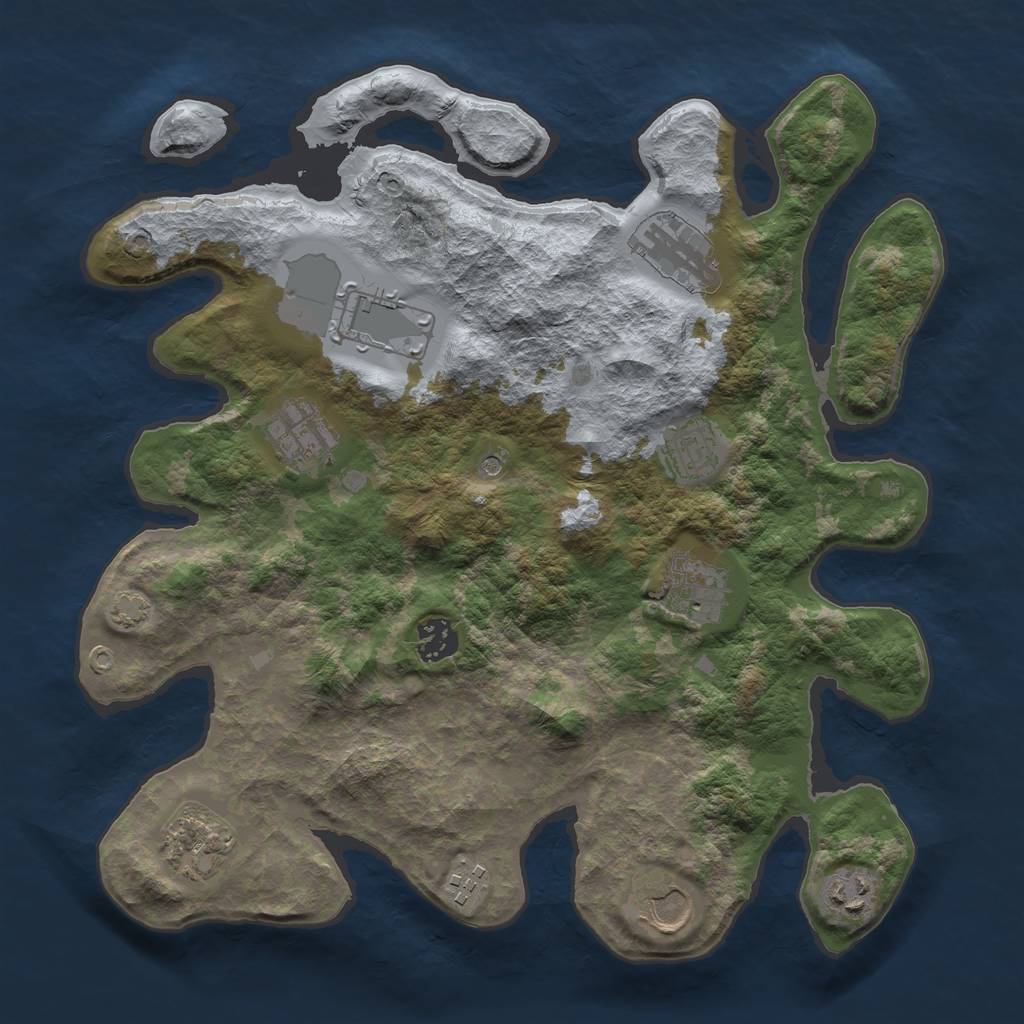Rust Map: Barren, Size: 3500, Seed: 1751081126, 14 Monuments