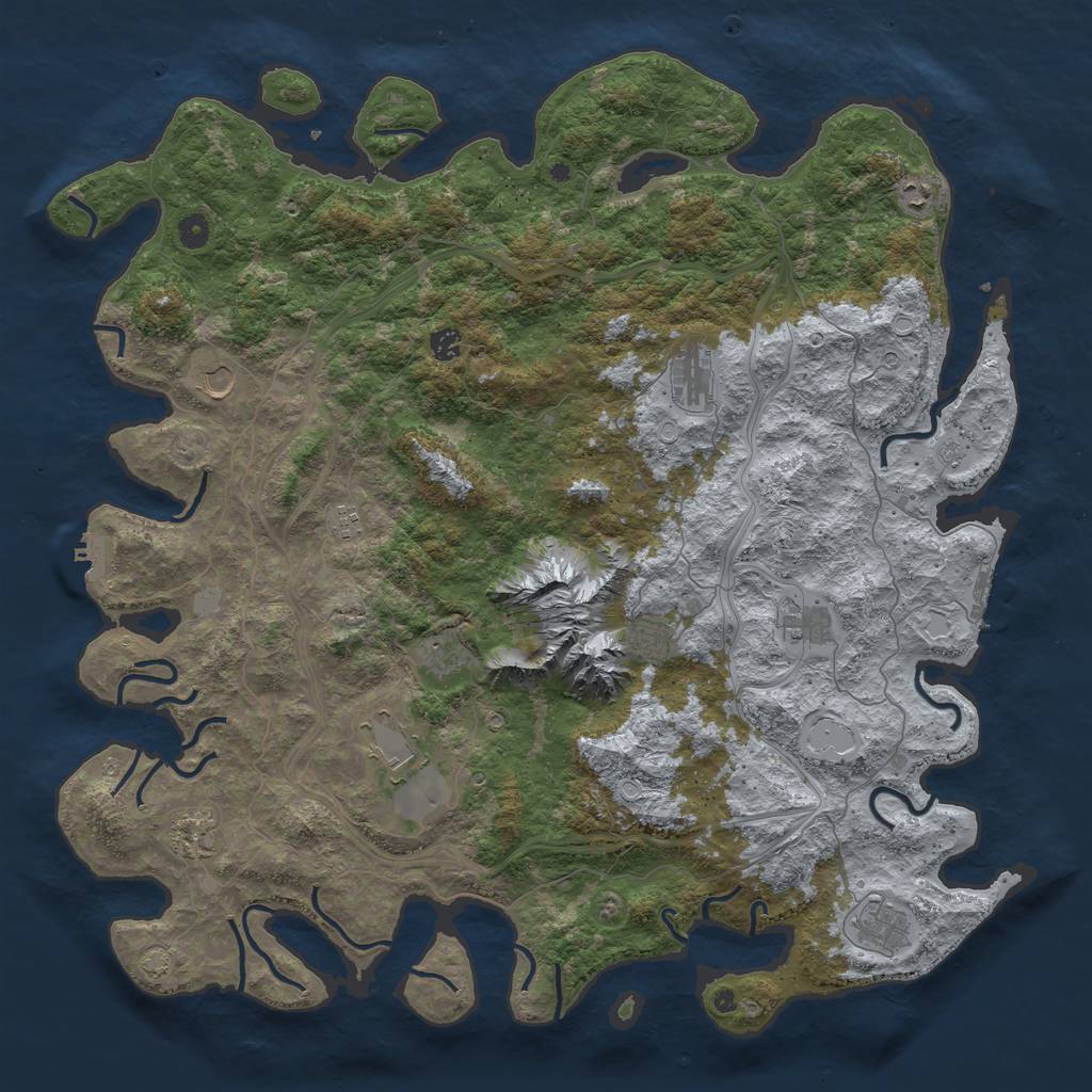 Rust Map: Procedural Map, Size: 5000, Seed: 1274146843, 18 Monuments