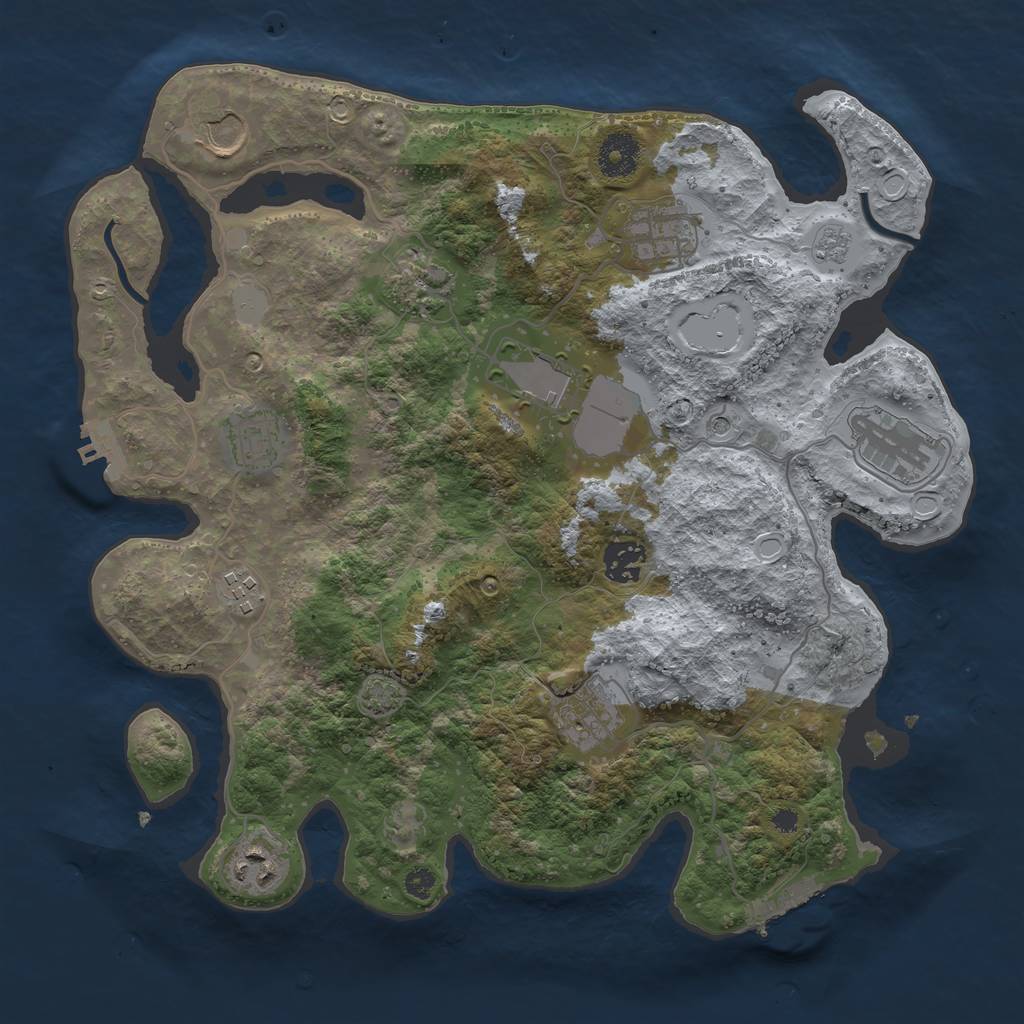 Rust Map: Procedural Map, Size: 3500, Seed: 8259493, 17 Monuments