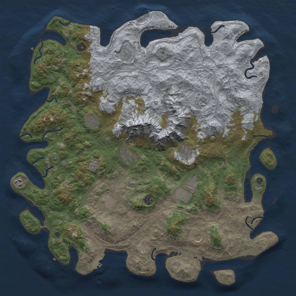 Rust Map: Procedural Map, Size: 5000, Seed: 1172578435, 18 Monuments