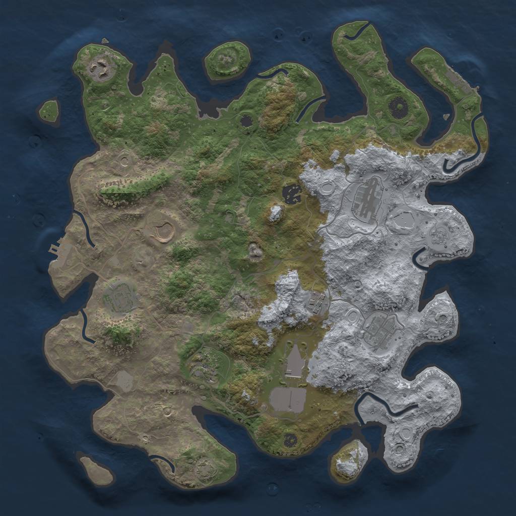 Rust Map: Procedural Map, Size: 3750, Seed: 164831747, 16 Monuments