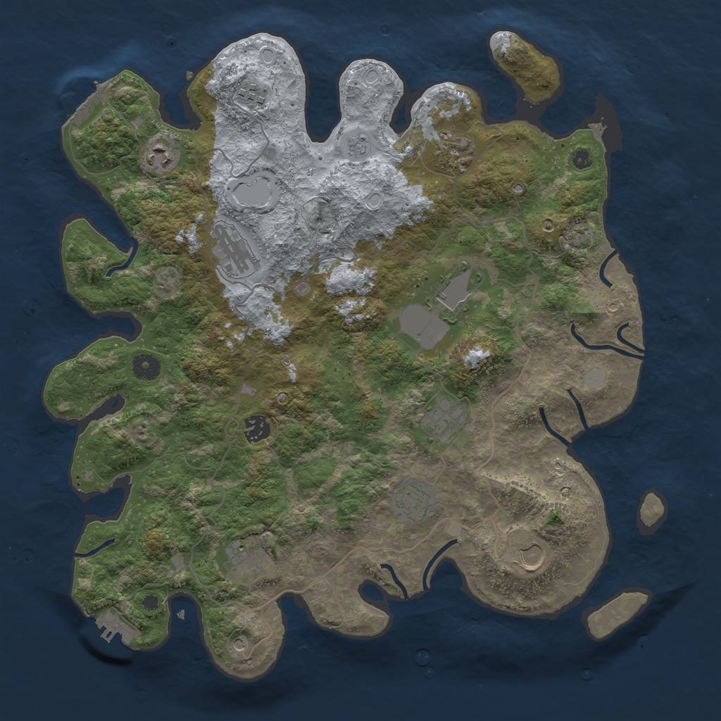 Rust Map: Procedural Map, Size: 4000, Seed: 962648585, 17 Monuments