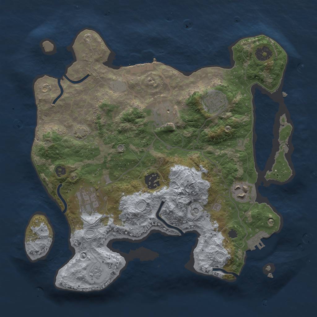 Rust Map: Procedural Map, Size: 3000, Seed: 21259, 12 Monuments