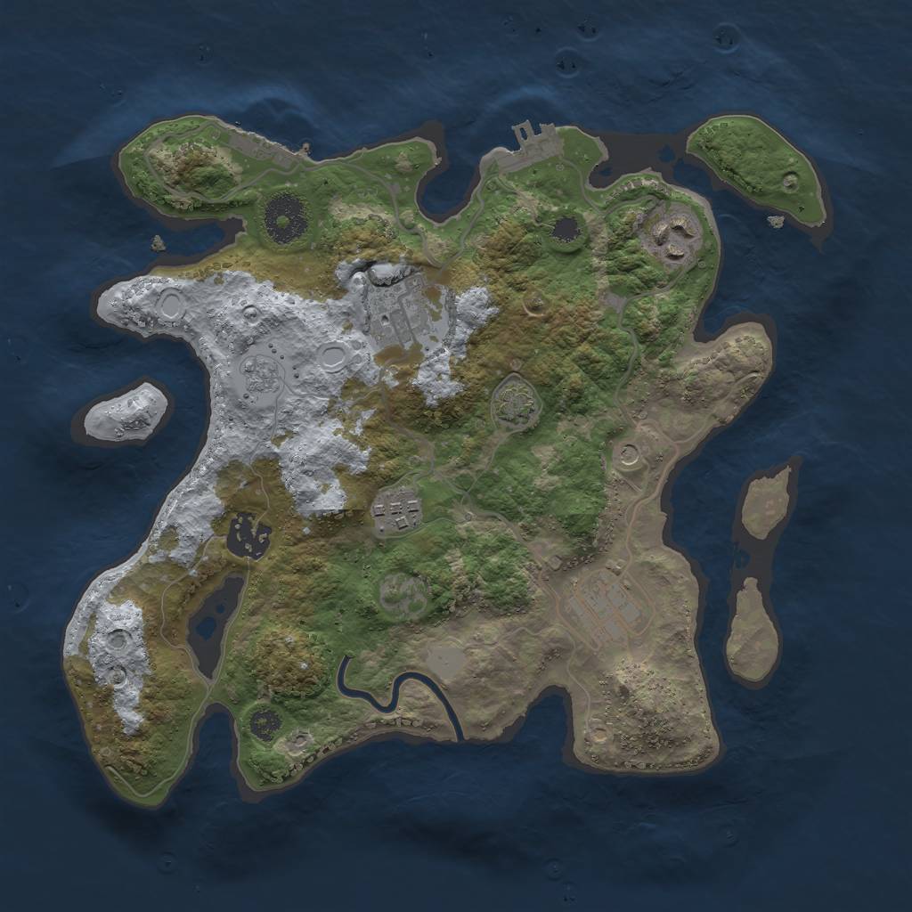 Rust Map: Procedural Map, Size: 3000, Seed: 31946, 12 Monuments