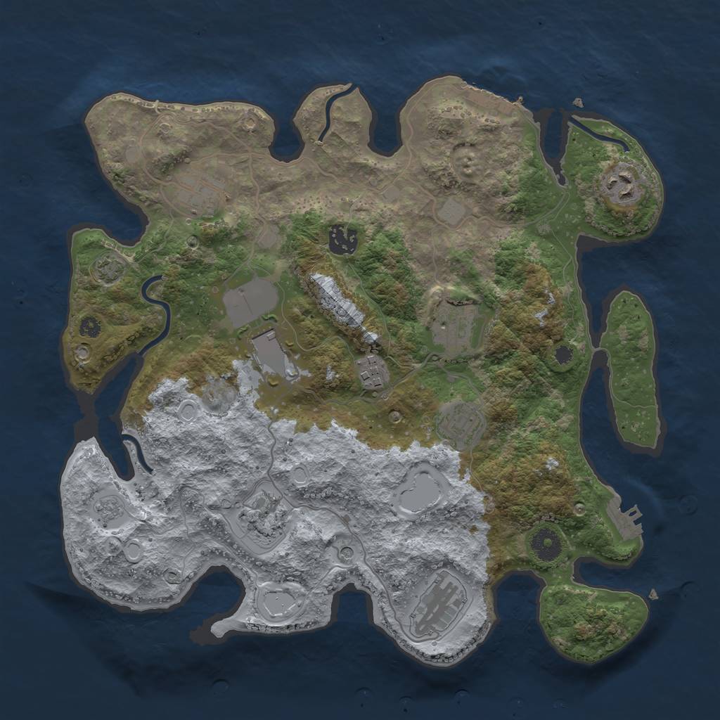 Rust Map: Procedural Map, Size: 3500, Seed: 1475787106, 16 Monuments