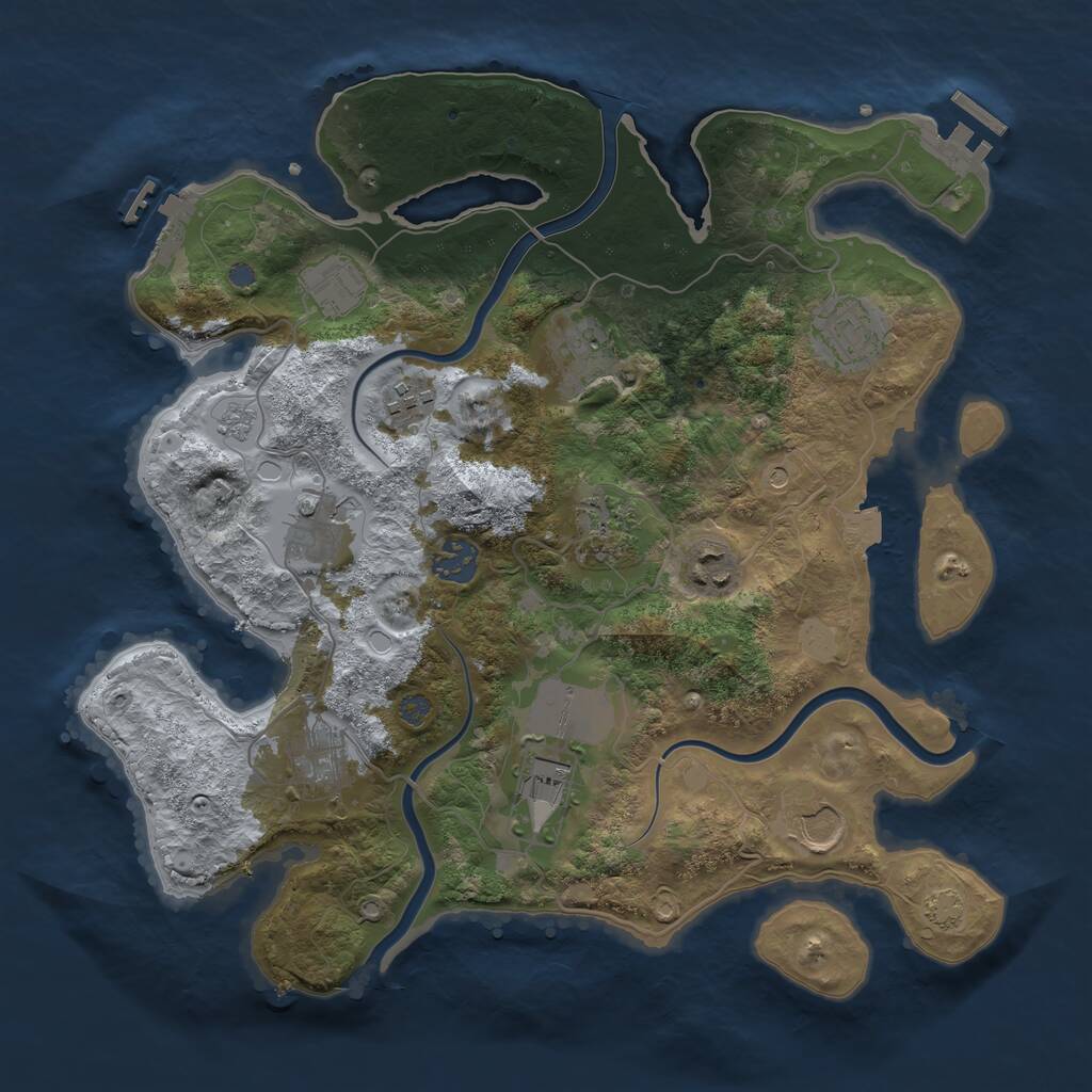 Rust Map: Procedural Map, Size: 3500, Seed: 672811286, 18 Monuments