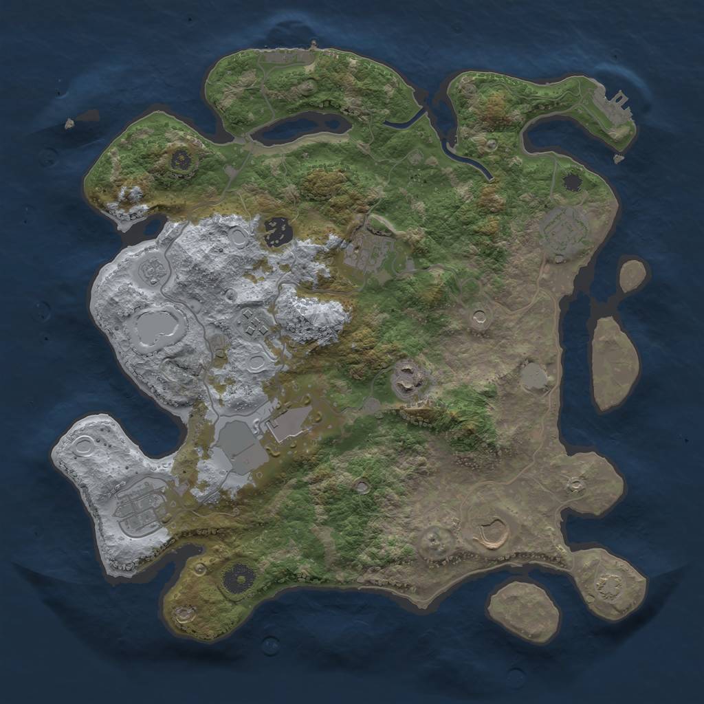 Rust Map: Procedural Map, Size: 3500, Seed: 672811286, 15 Monuments