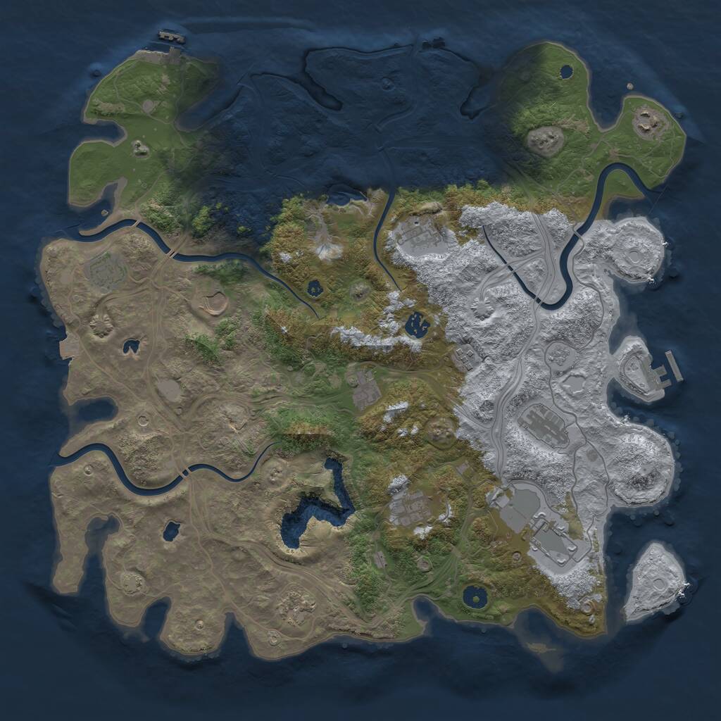 Rust Map: Procedural Map, Size: 4500, Seed: 1426540060, 17 Monuments