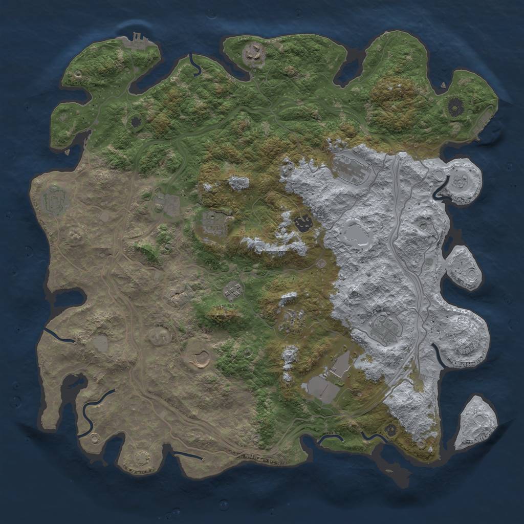 Rust Map: Procedural Map, Size: 4500, Seed: 1426540060, 18 Monuments