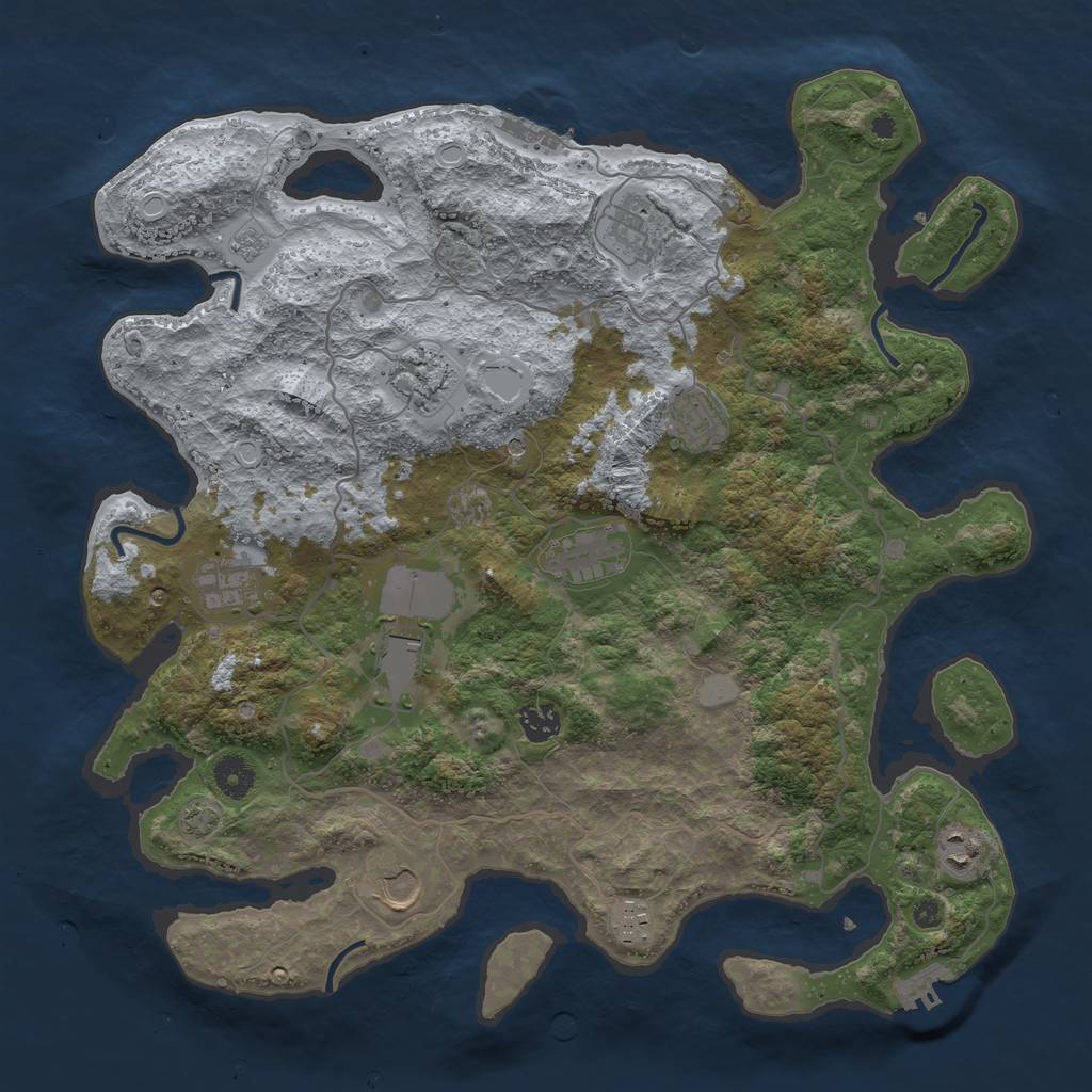 Rust Map: Procedural Map, Size: 4000, Seed: 523, 18 Monuments