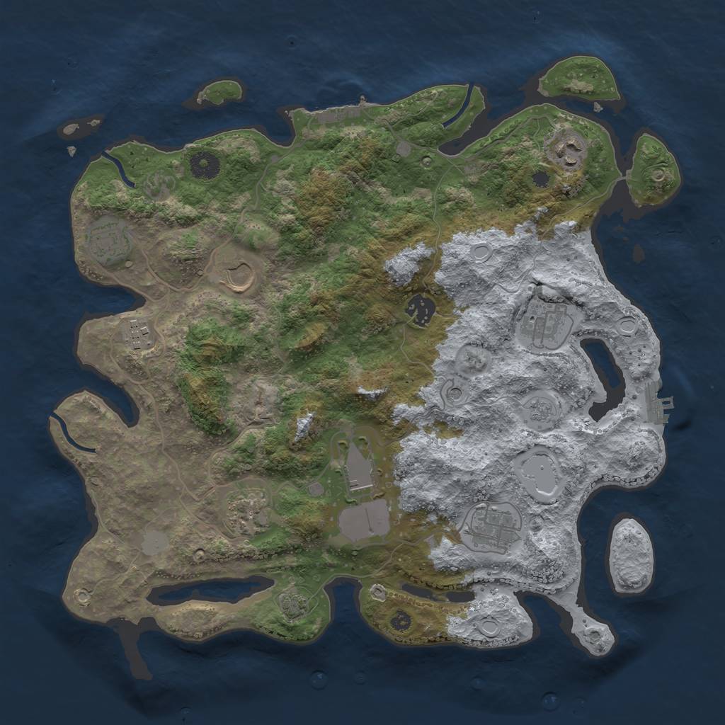 Rust Map: Procedural Map, Size: 3700, Seed: 196120300, 17 Monuments