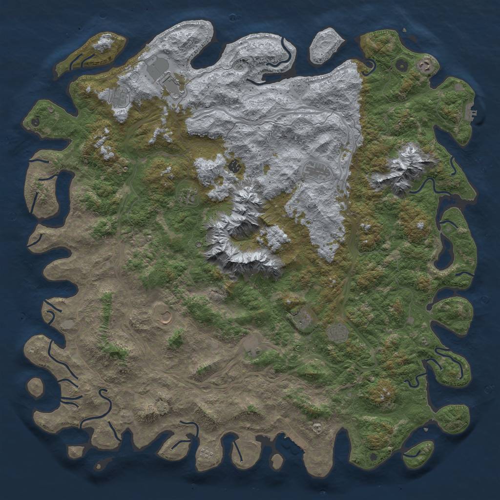 Rust Map: Procedural Map, Size: 6000, Seed: 922361337, 18 Monuments