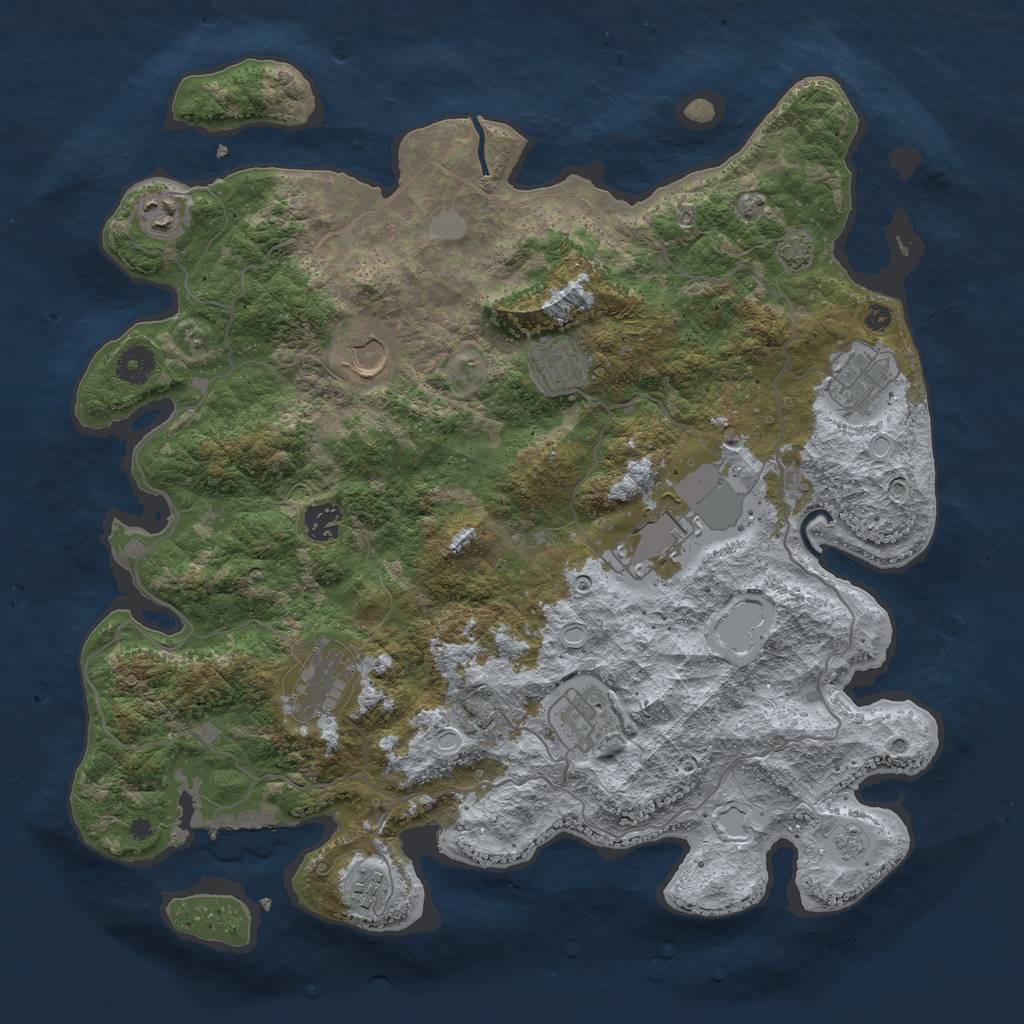 Rust Map: Procedural Map, Size: 4000, Seed: 18652, 14 Monuments