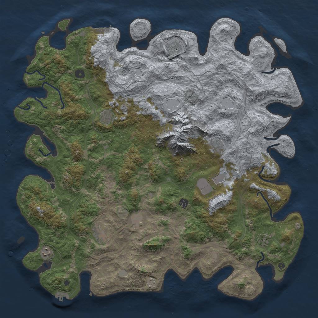 Rust Map: Procedural Map, Size: 5000, Seed: 402950294, 17 Monuments