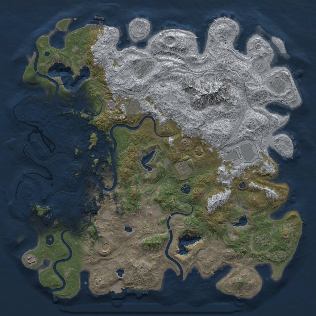 Rust Map: Procedural Map, Size: 5000, Seed: 402950294, 17 Monuments