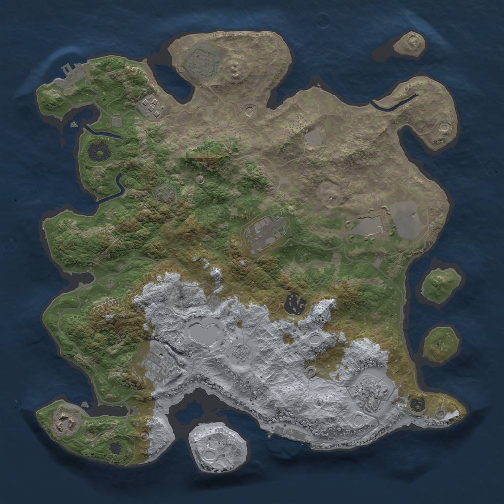 Rust Map: Procedural Map, Size: 3500, Seed: 855504350, 15 Monuments