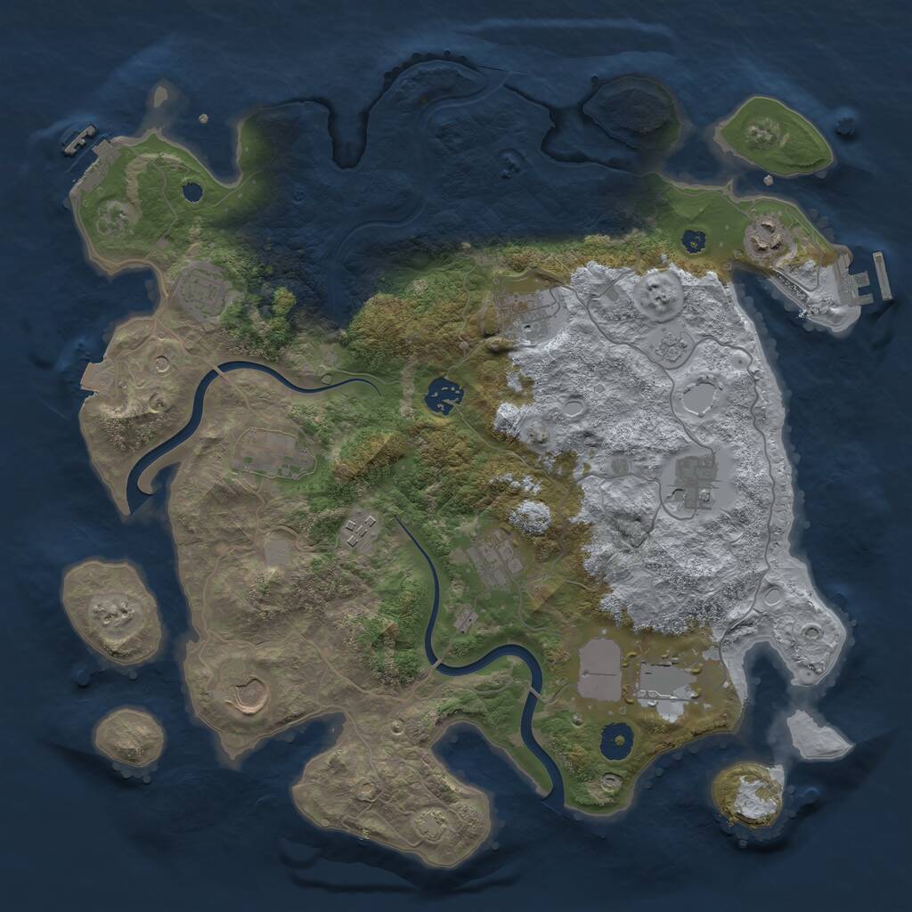 Rust Map: Procedural Map, Size: 3800, Seed: 85211, 16 Monuments