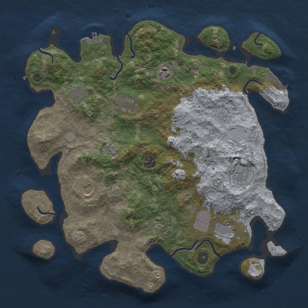 Rust Map: Procedural Map, Size: 3800, Seed: 85211, 16 Monuments