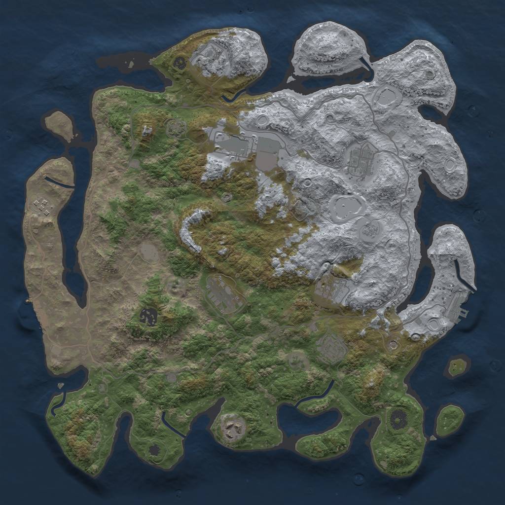 Rust Map: Procedural Map, Size: 4000, Seed: 1394859262, 16 Monuments