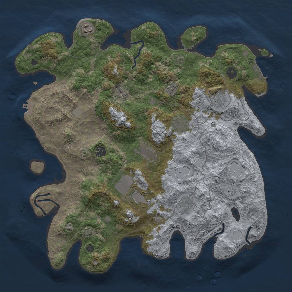 Rust Map: Procedural Map, Size: 4000, Seed: 1106025621, 16 Monuments