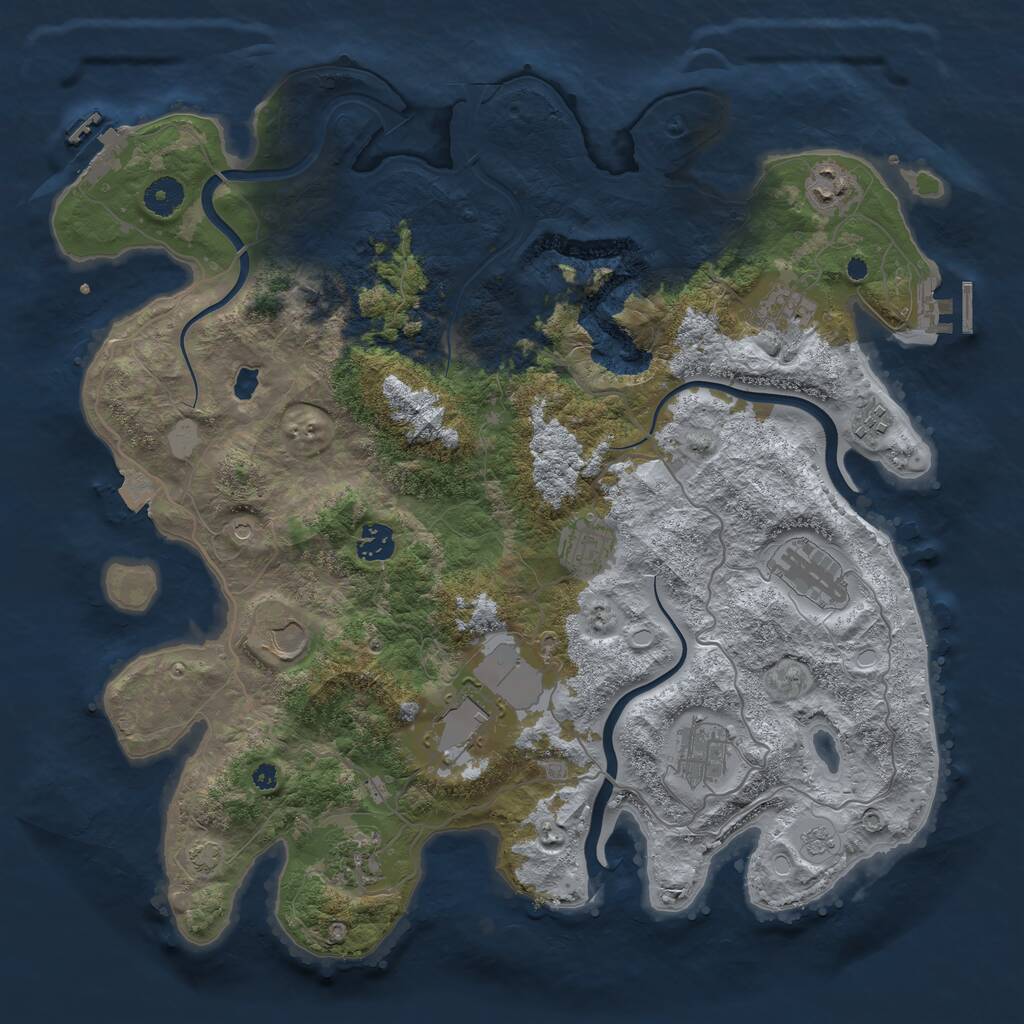 Rust Map: Procedural Map, Size: 4000, Seed: 1106025621, 16 Monuments