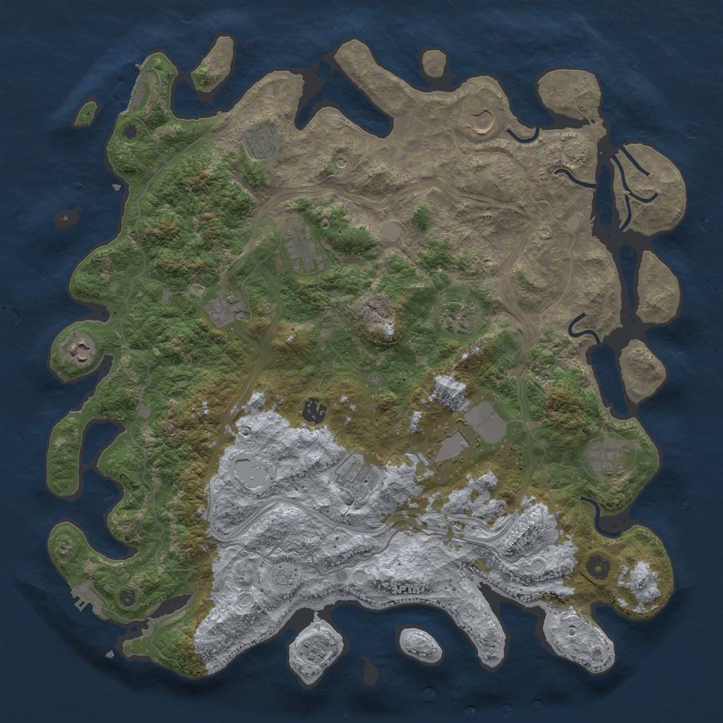Rust Map: Procedural Map, Size: 4500, Seed: 633406985, 18 Monuments