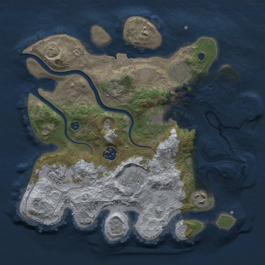 Rust Map: Procedural Map, Size: 3000, Seed: 19568, 12 Monuments