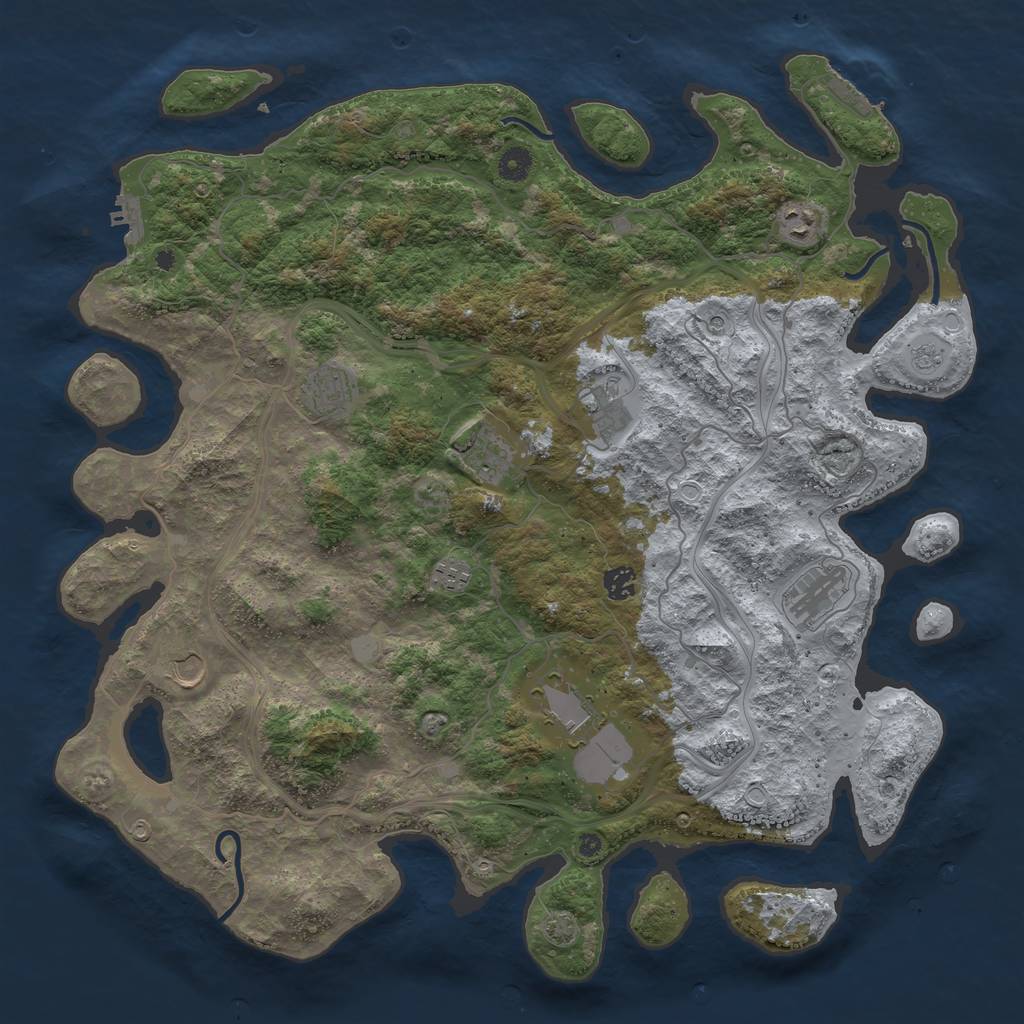 Rust Map: Procedural Map, Size: 4500, Seed: 3645355, 16 Monuments