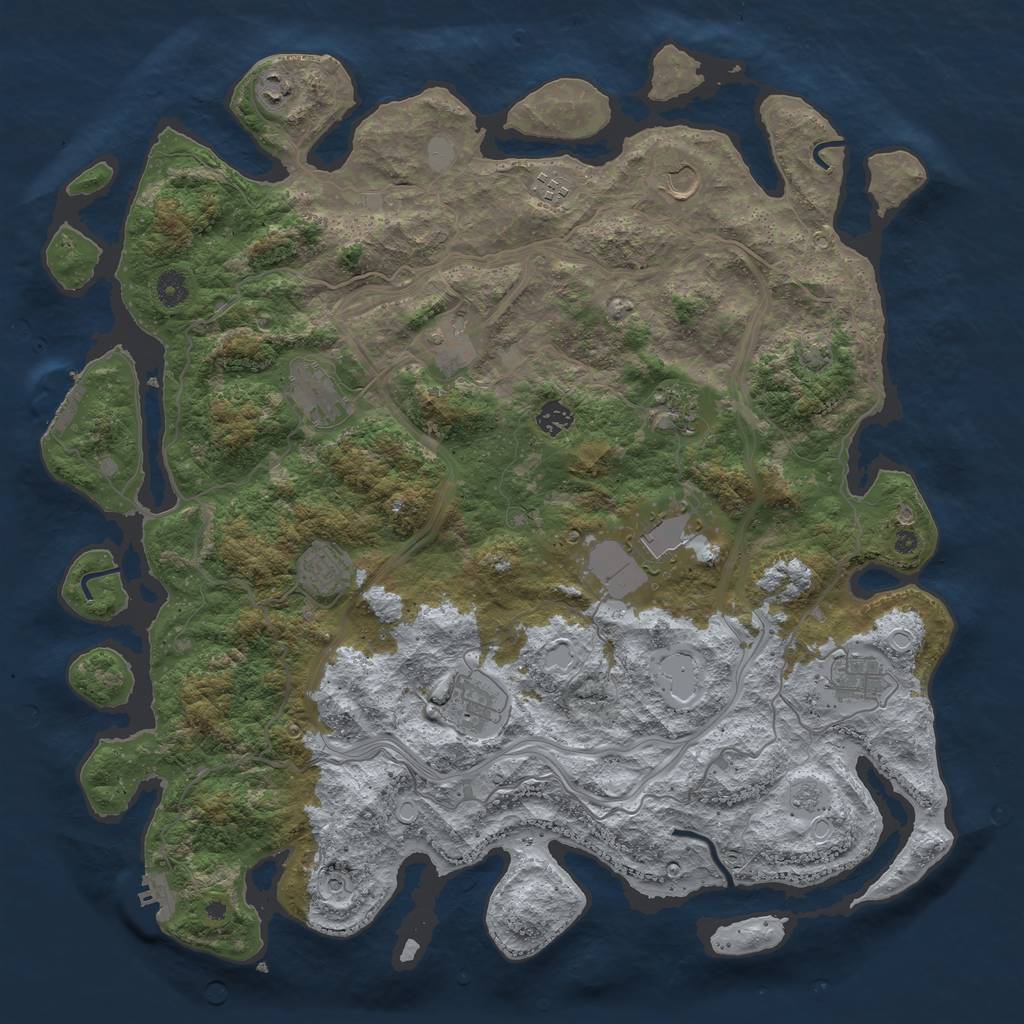 Rust Map: Procedural Map, Size: 4500, Seed: 360690882, 18 Monuments