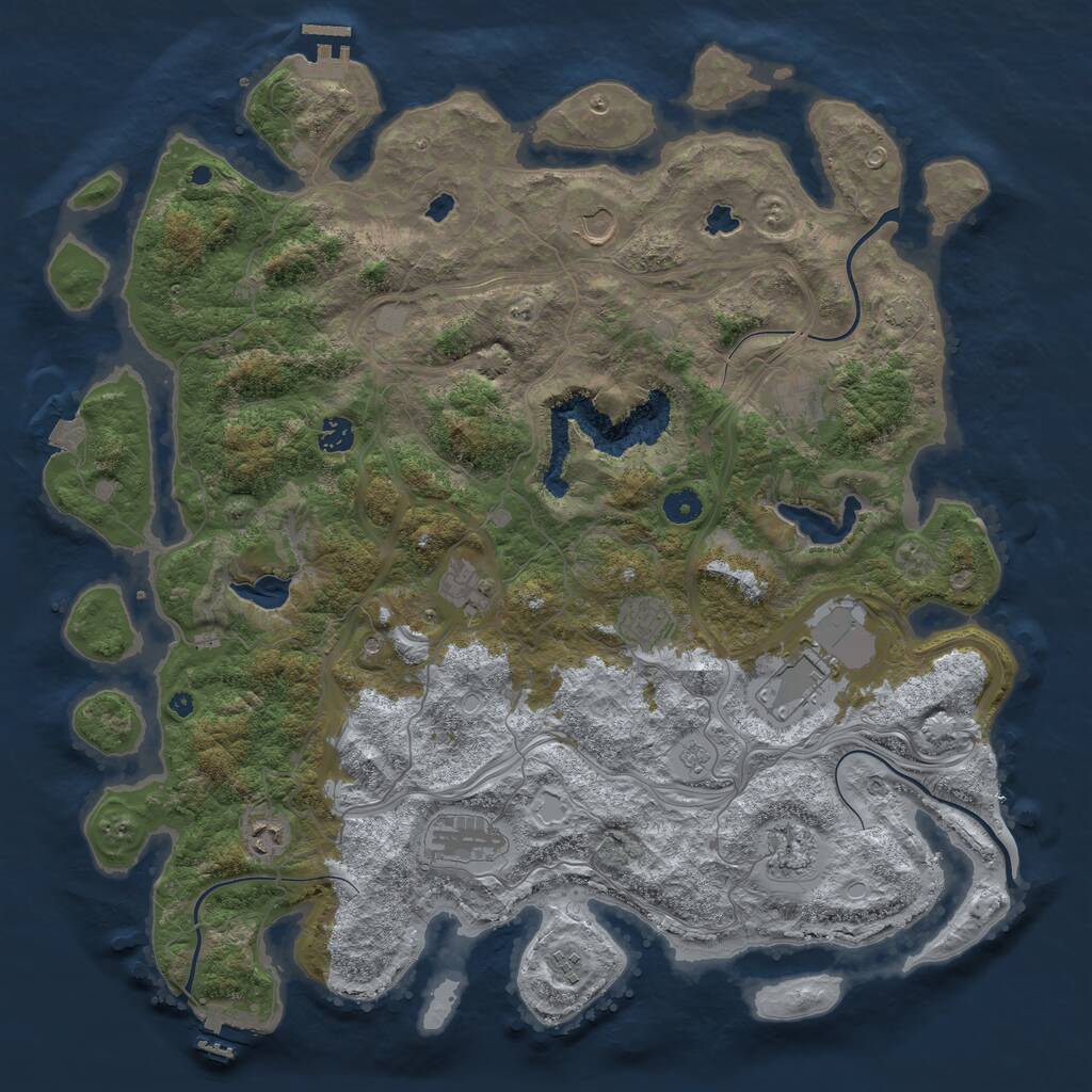 Rust Map: Procedural Map, Size: 4500, Seed: 360690882, 16 Monuments