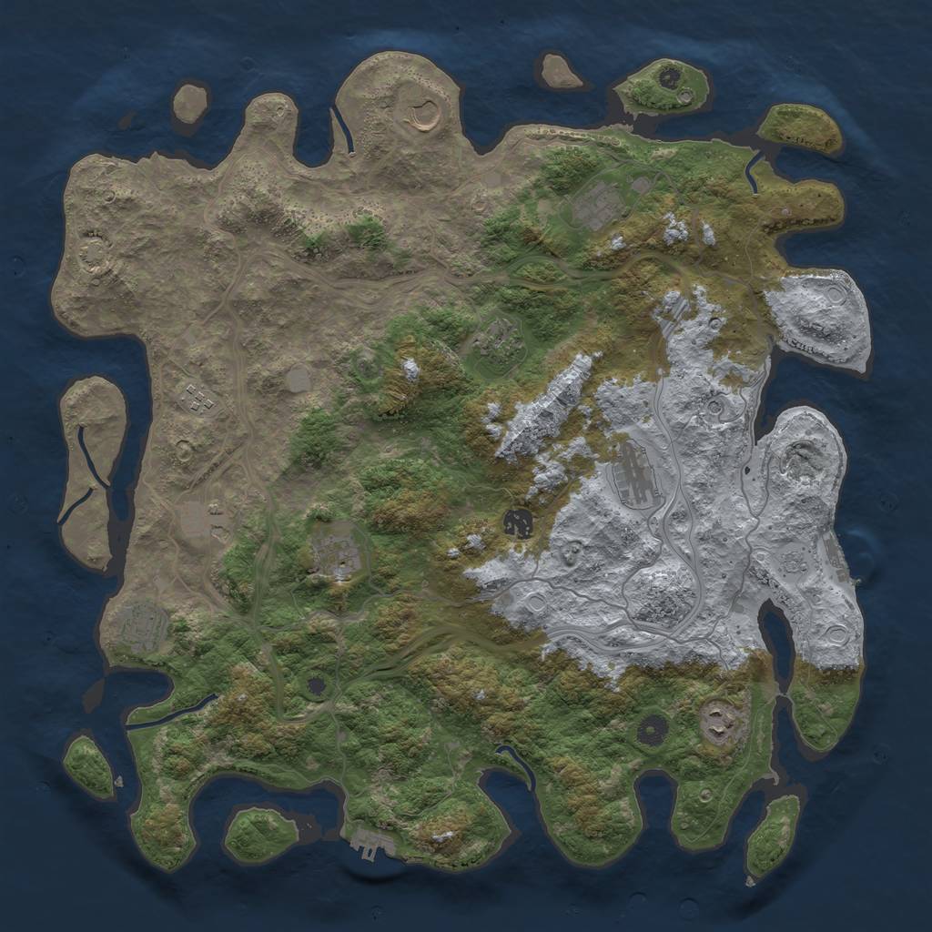 Rust Map: Procedural Map, Size: 4500, Seed: 230954357, 17 Monuments