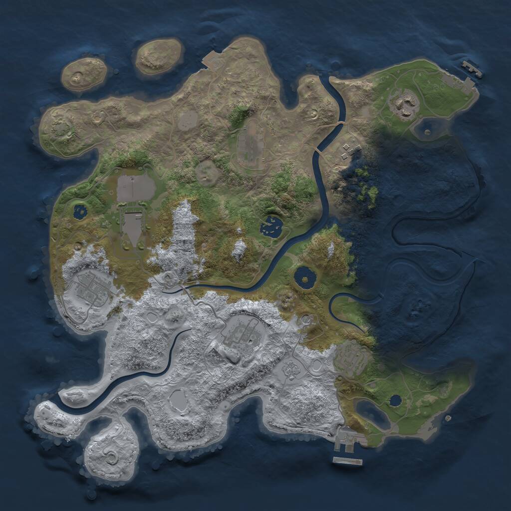 Rust Map: Procedural Map, Size: 3500, Seed: 5032001, 14 Monuments