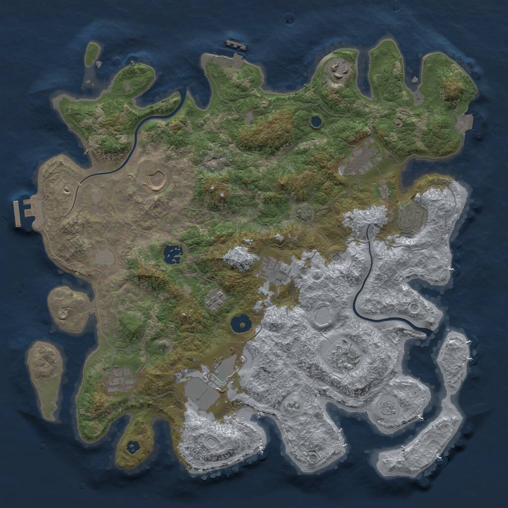 Rust Map: Procedural Map, Size: 3900, Seed: 1495003704, 16 Monuments