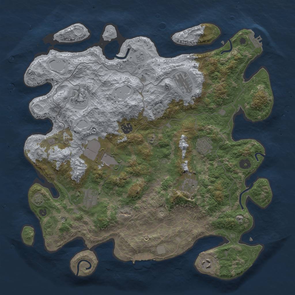 Rust Map: Procedural Map, Size: 4000, Seed: 2081489667, 16 Monuments