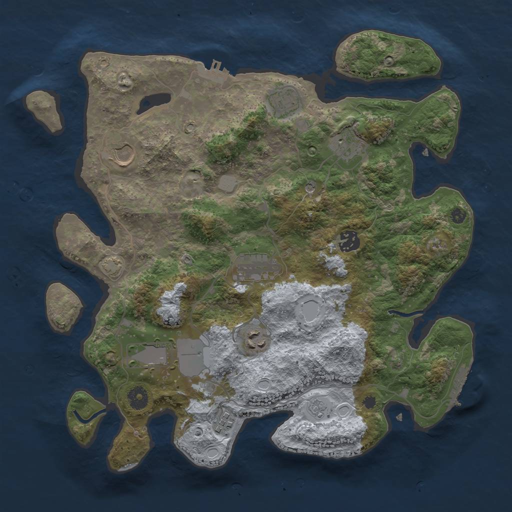 Rust Map: Procedural Map, Size: 3500, Seed: 23368965, 16 Monuments