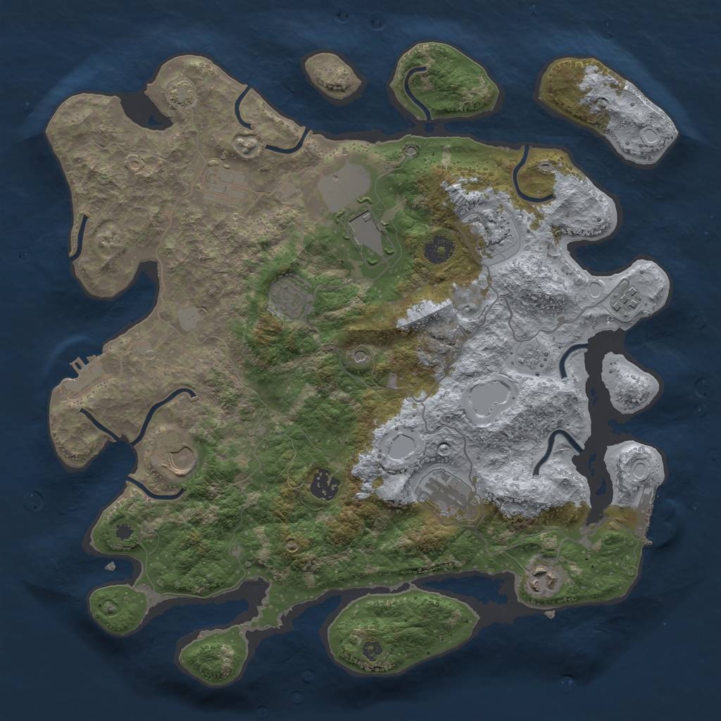 Rust Map: Procedural Map, Size: 3700, Seed: 2015040370, 17 Monuments