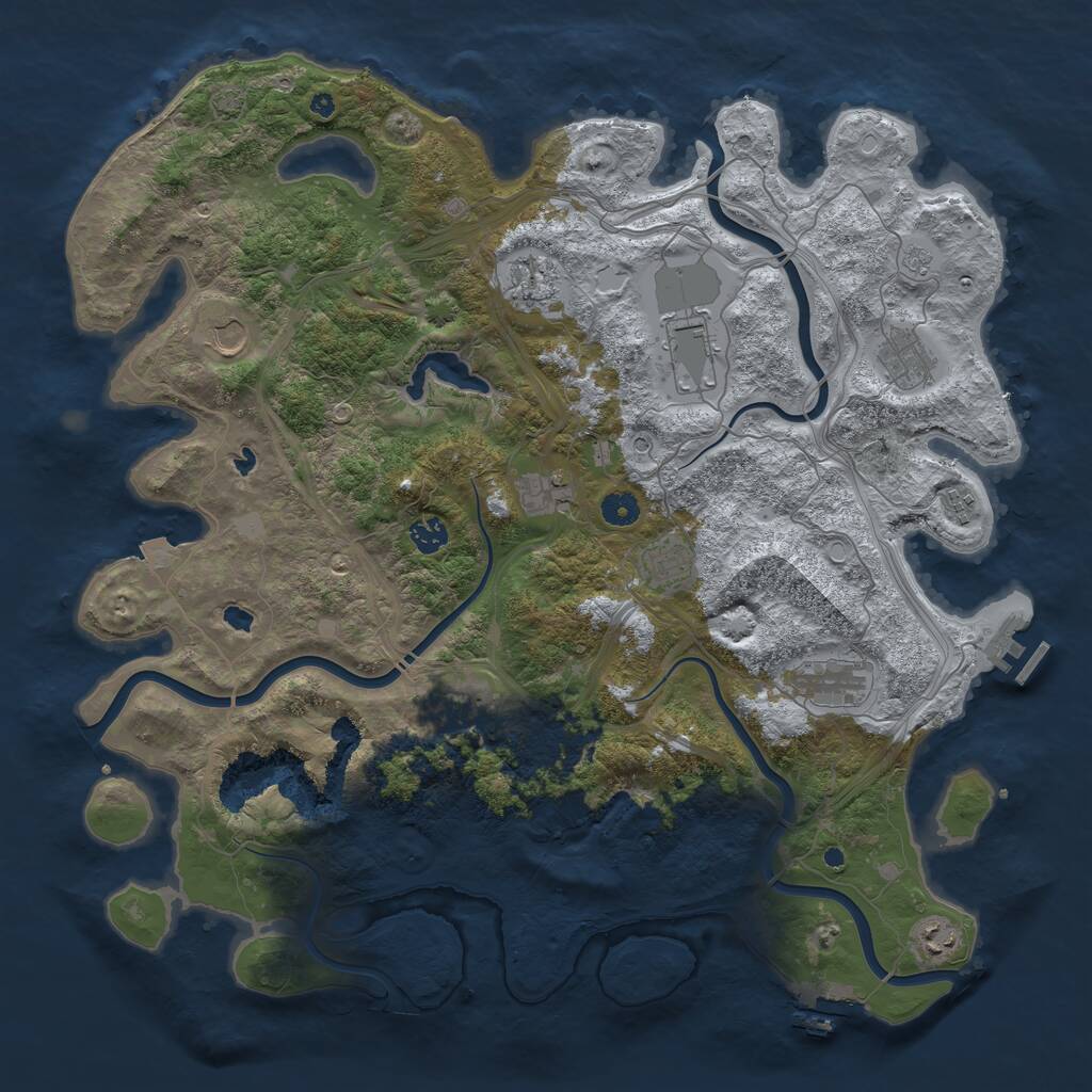 Rust Map: Procedural Map, Size: 4500, Seed: 1192447504, 17 Monuments