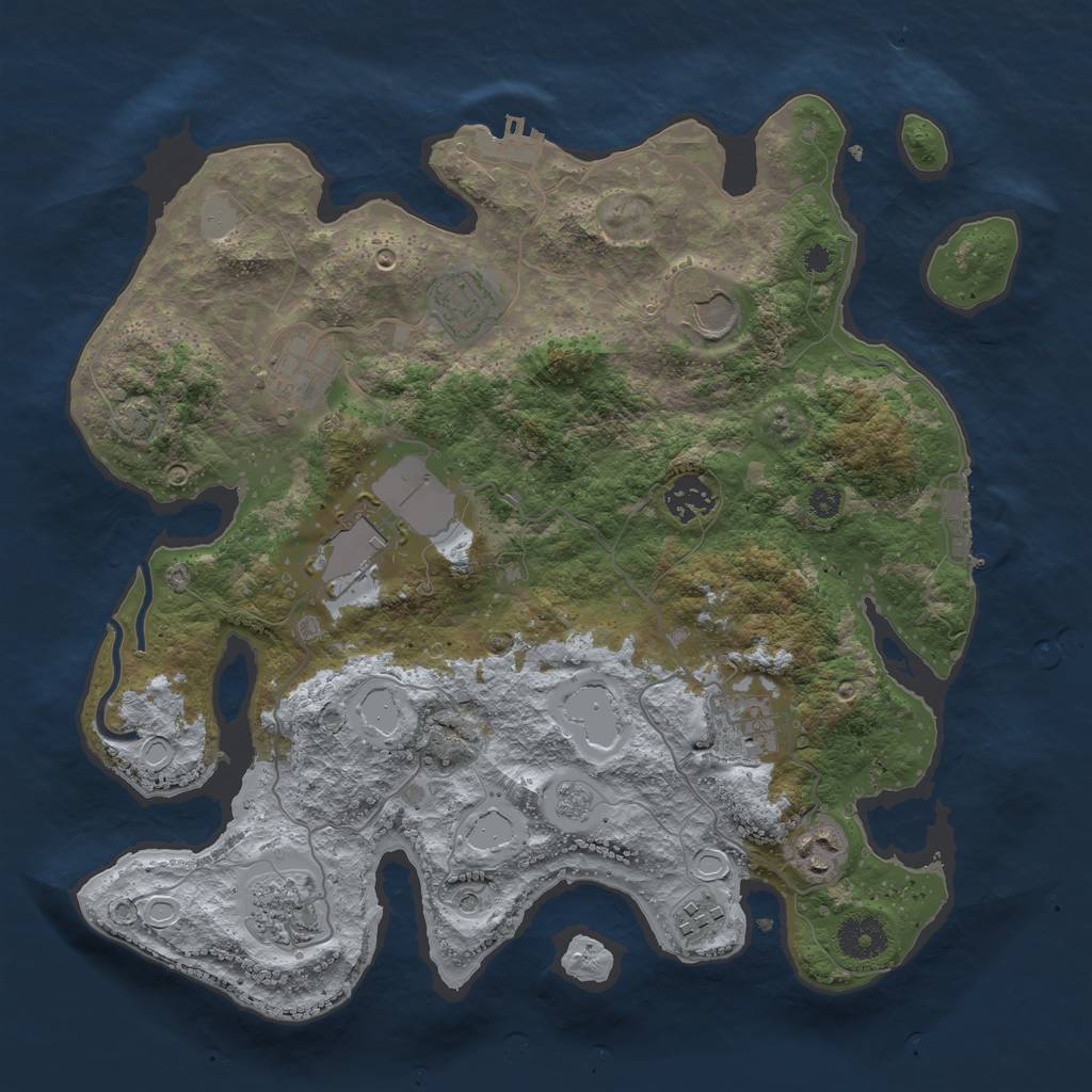 Rust Map: Procedural Map, Size: 3500, Seed: 1994279308, 16 Monuments