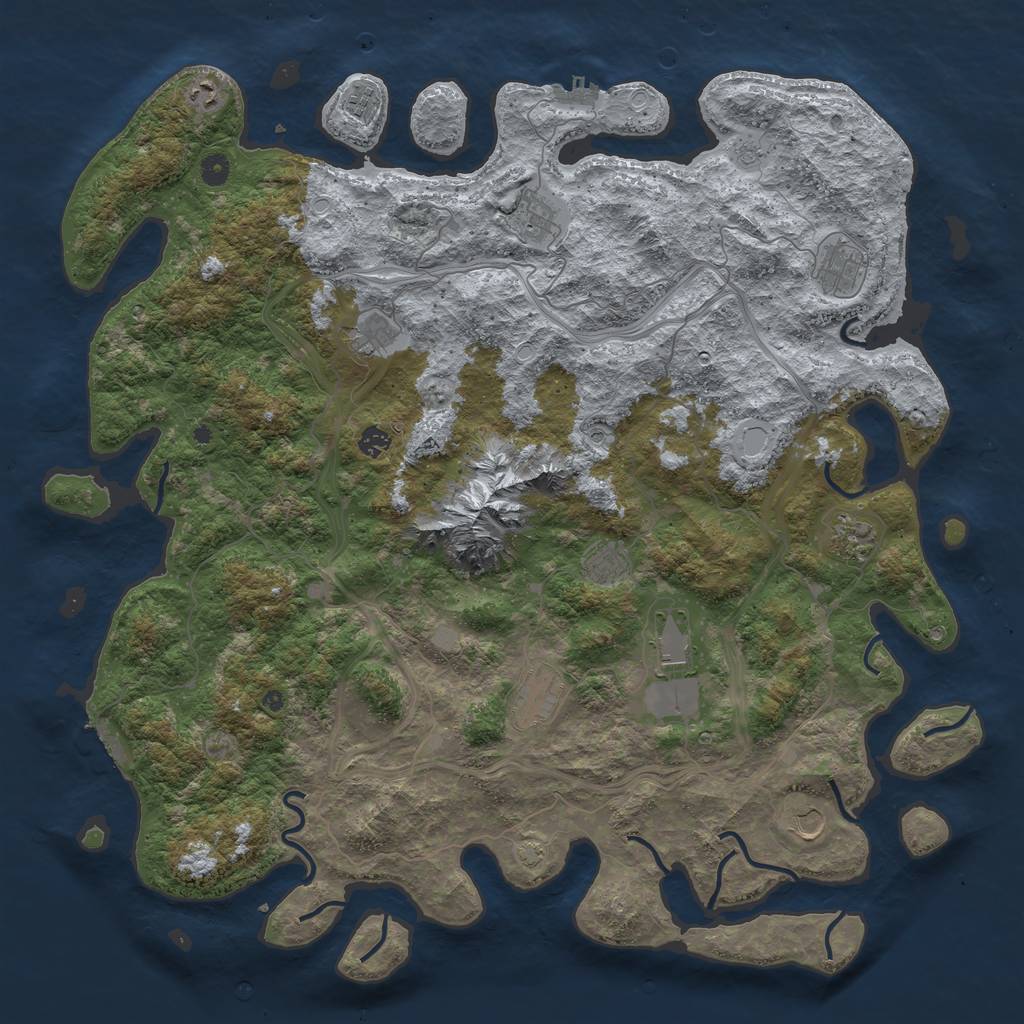 Rust Map: Procedural Map, Size: 5000, Seed: 13886, 18 Monuments