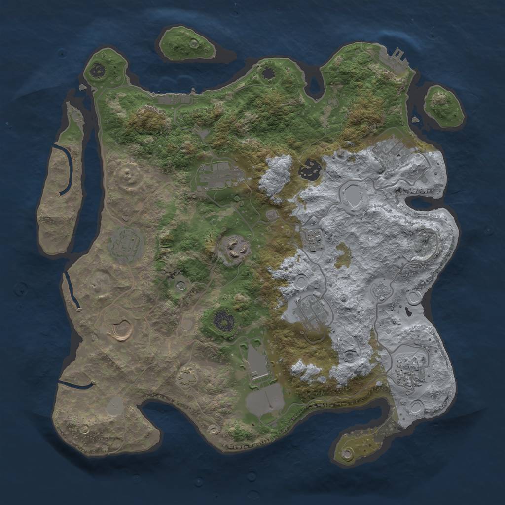 Rust Map: Procedural Map, Size: 3500, Seed: 272531160, 17 Monuments