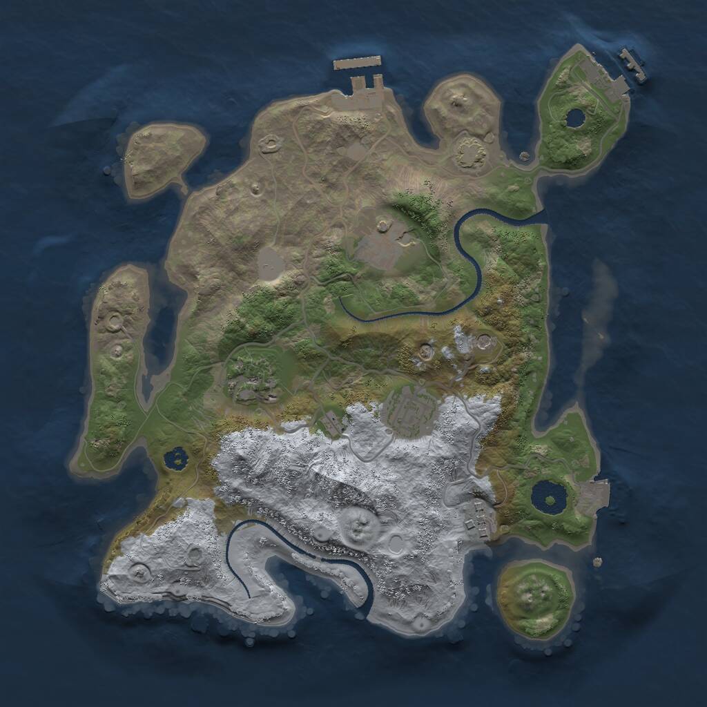Rust Map: Procedural Map, Size: 3000, Seed: 898728805, 9 Monuments
