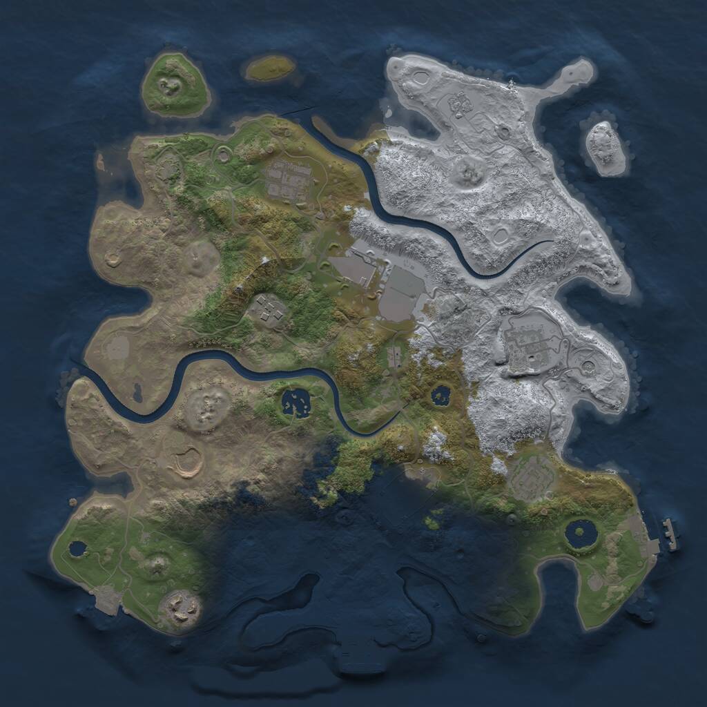 Rust Map: Procedural Map, Size: 3500, Seed: 202305050, 15 Monuments