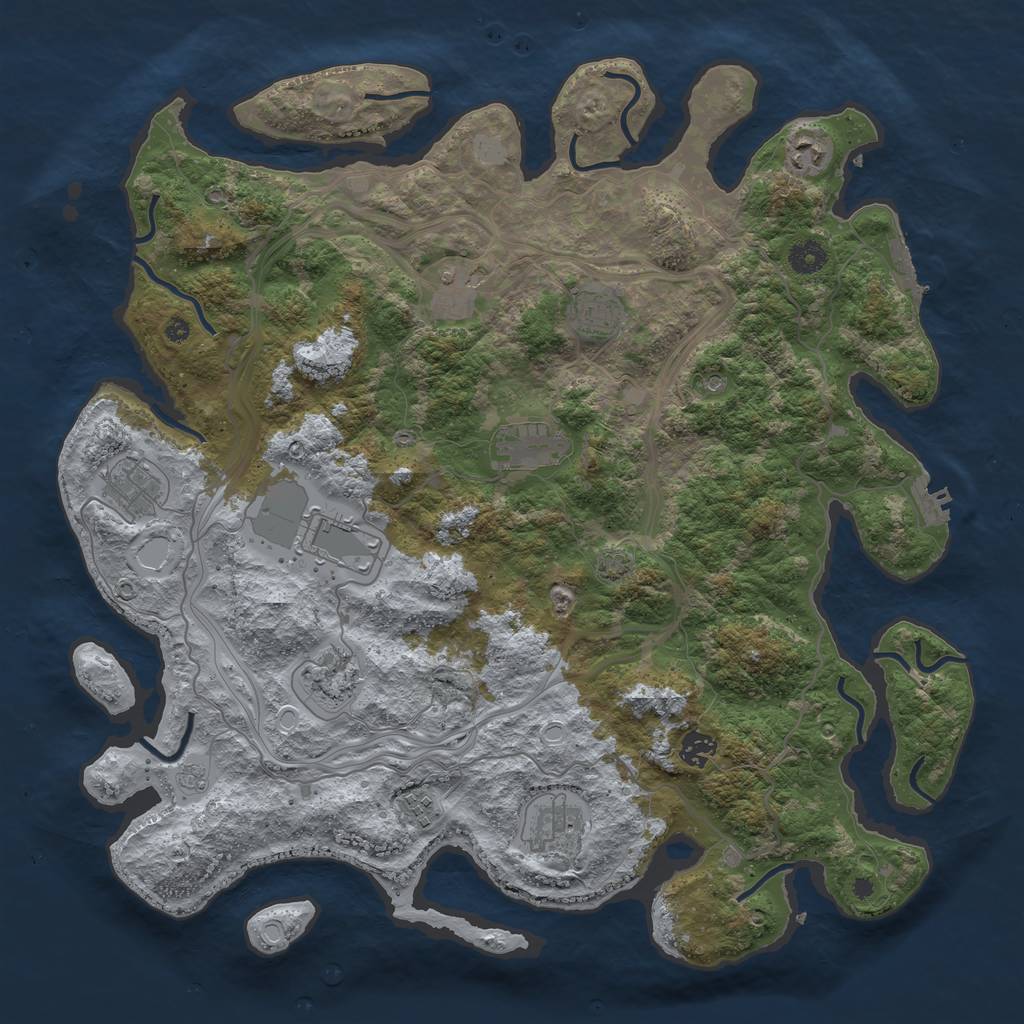 Rust Map: Procedural Map, Size: 4250, Seed: 1251809575, 17 Monuments