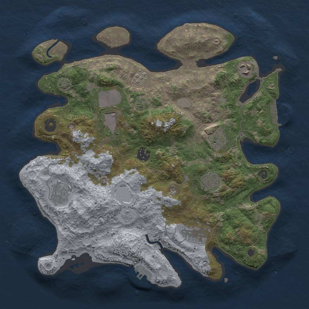 Rust Map: Procedural Map, Size: 3500, Seed: 9605181, 15 Monuments