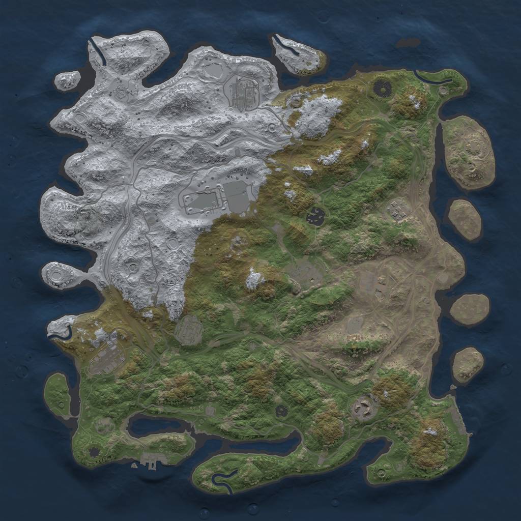 Rust Map: Procedural Map, Size: 4250, Seed: 226018995, 16 Monuments