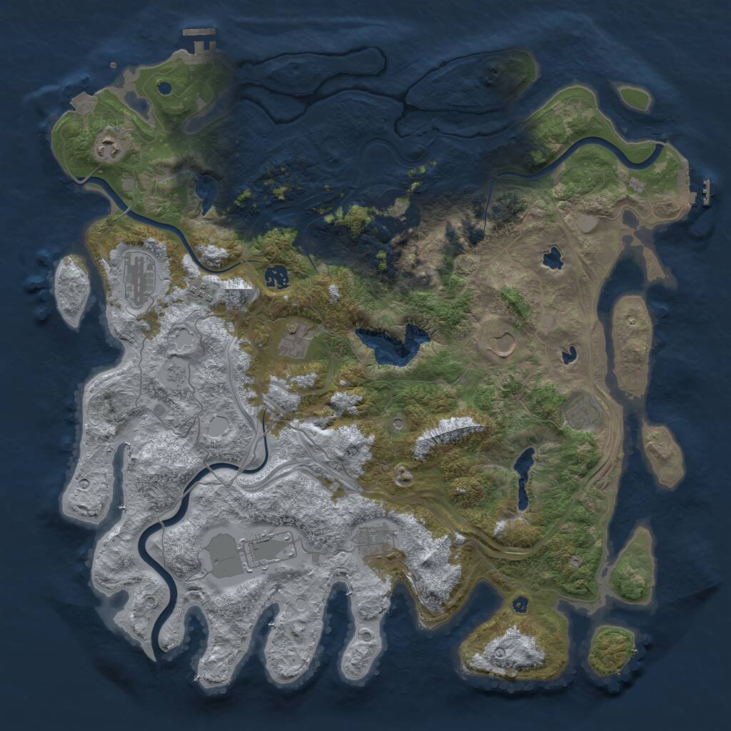 Rust Map: Procedural Map, Size: 4500, Seed: 895005928, 16 Monuments
