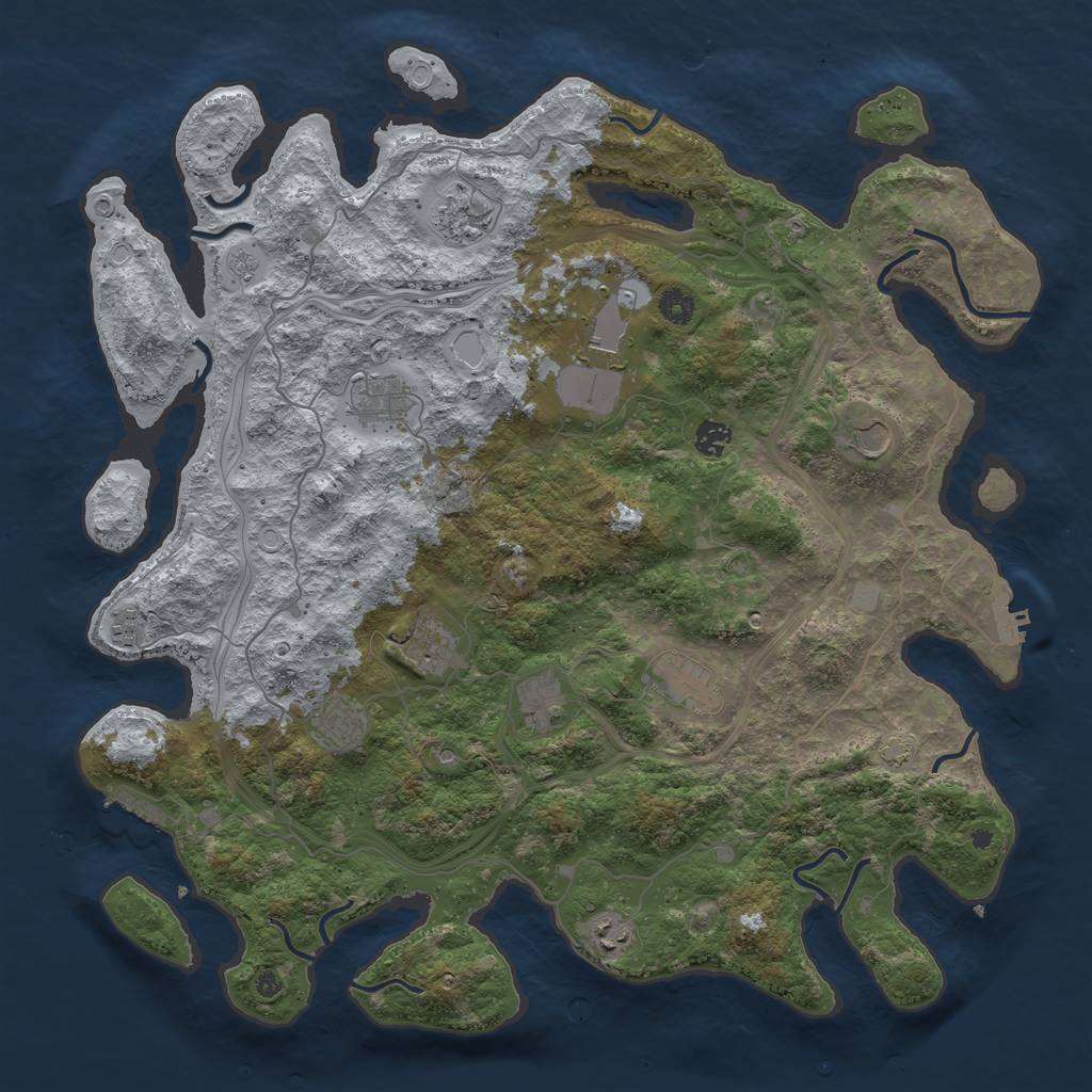 Rust Map: Procedural Map, Size: 4500, Seed: 1381212421, 18 Monuments